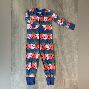 Hanna Andersson Blue and Green Strawberry Baby Onesie